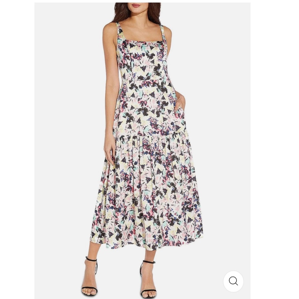 NWT Aidan Mattox Satin Floral Printed Dress Size 14